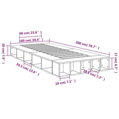 Bedframe bewerkt hout sonoma eikenkleurig 100x200 cm