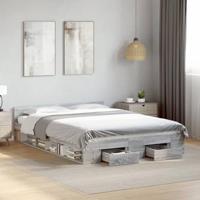 Bedframe met lades bewerkt hout grijs sonoma eiken 160x200 cm - thumbnail