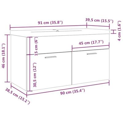 Wastafelkast met ingebouwde wasbak betongrijs