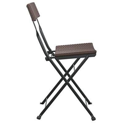 Bistrostoelen 2 st inklapbaar poly rattan en staal bruin - thumbnail