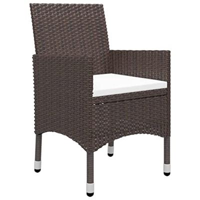 3-delige Tuinset poly rattan en gehard glas bruin