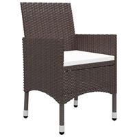 3-delige Tuinset poly rattan en gehard glas bruin - thumbnail