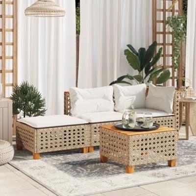 Tuinkruk met kussen 63,5x56x32 cm poly rattan beige Tuinkruk met kussen 63,5x56x32 cm poly rattan beige