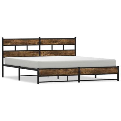 Bedframe zonder matras metaal gerookt eikenkleurig 193x203 cm