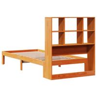 Bed met boekenkast zonder matras grenenhout wasbruin 75x190 cm - thumbnail