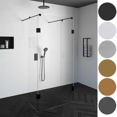 BRAUER Create Inloopdouche - vrijstaand 140x200cm - profielloos - 2 50cm - zijwand - en antikalk - 8mm veiligheidsglas - antraciet mat 4JC8-140/50/50A