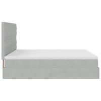 Ottoman bed met matrassen en LED's 160x200cm fluweel lichtgrijs - thumbnail
