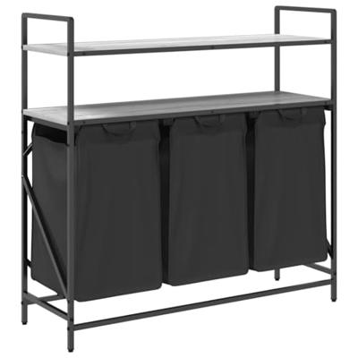 Wasmand 3 vakken met planken grijs sonoma eiken Wasmand 3 vakken met planken grijs sonoma eiken