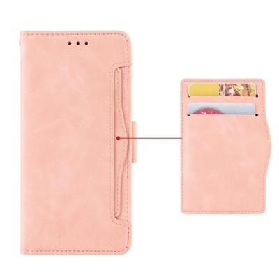 Portemonnee stijl huid gevoel kalf patroon lederen draagtas voor Google pixel 3a met aparte kaartsleuf (roze)