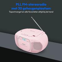MEDION E66476 Stereo Geluidssysteem (boombox, CD-speler, MP3, cassette, draagbare cassettespeler voor kinderen, FM-radio, AUX, hoofdtelefoon, netvoeding & batterij) Roze - thumbnail