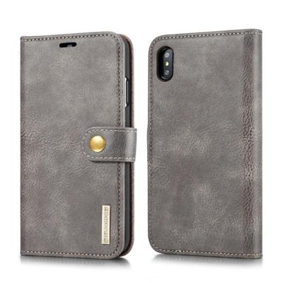 Dg. MING Crazy Horse textuur Flip afneembare magnetische lederen case voor iPhone XS Max met houder & kaartsleuven & portemonnee (grijs)