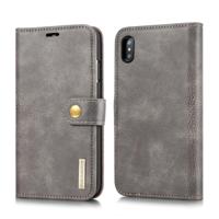 Dg. MING Crazy Horse textuur Flip afneembare magnetische lederen case voor iPhone XS Max met houder & kaartsleuven & portemonnee (grijs) - thumbnail