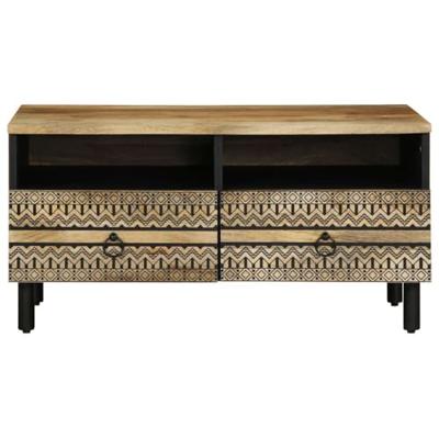 Salontafel 80x54x40 cm massief ruw mangohout zwart