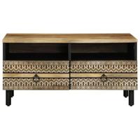 Salontafel 80x54x40 cm massief ruw mangohout zwart - thumbnail