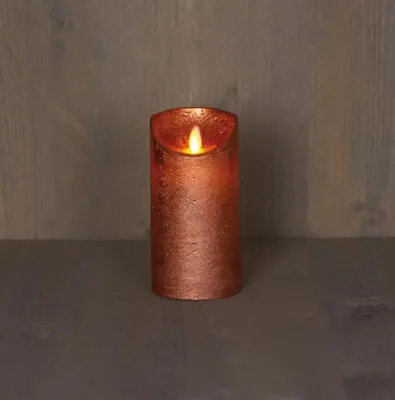 Anna&apos;s Collection LED kaars flame effect rustiek 7.5x15cm koper 1 stuks