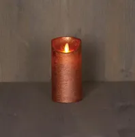 Anna&apos;s Collection LED kaars flame effect rustiek 7.5x15cm koper 1 stuks - thumbnail