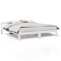 Bedframe zonder matras massief grenenhout wit 160x200 cm - thumbnail