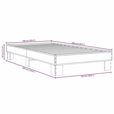 Bedframe bewerkt hout en metaal grijs sonoma eiken 100x200 cm