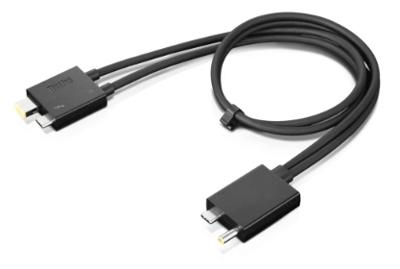 Split Cable - Thunderbolt-kabel (M) (M) - Thunderbolt 3 - 67 cm - zwart - CRU - voor ThinkPad L13 Gen 2; L13 Yoga Gen 2; P17 Gen 2; T14 Gen 2; T15g Gen 2; X1 Extreme Gen 4