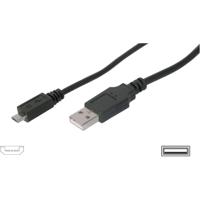 Digitus AK-300110-018-S USB-kabel USB 2.0 USB-A stekker, USB-micro-B stekker 1.80 m Zwart - thumbnail