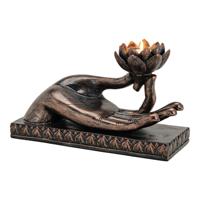 Buddha Hand met theelichthouder van poly bruin (B/H/D) 32x19x15cm - thumbnail