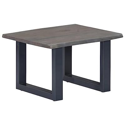 Salontafel met natuurlijke randen 60x60x40 cm acaciahout grijs - thumbnail
