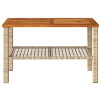 Tuintafel 70x38x42 cm poly rattan en acaciahout beige - thumbnail