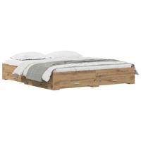 Bedframe met lades artisanaal eikenkleurig 180 x 200 cm - thumbnail