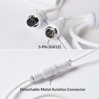 Keychron Aangepaste opgerolde Aviatorkabel, wit, 5-pins (GX12) afneembare metalen connector, USB-C naar USB-C met USB-A-adapter, duurzame gevlochten kabel voor mechanische toetsenborden, opladen en - thumbnail