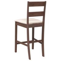 Barkrukken met kussens 2 st massief hout rubber bruin - thumbnail