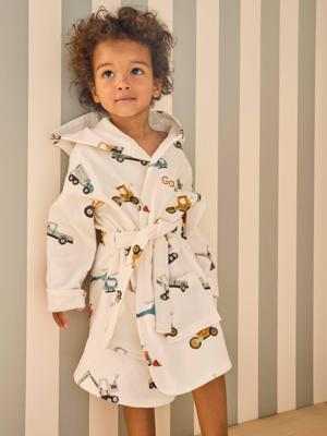 Badjas voor kinderen CHANTIER personaliseerbaar, met gerecycled katoen wit, bedrukt