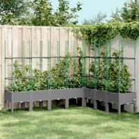 VidaXL Plantenbak met latwerk 200x160x142,5 cm polypropeen lichtgrijs - thumbnail