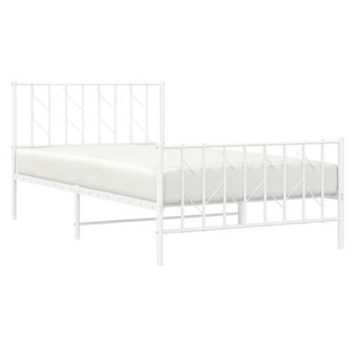 Bedframe met hoofd- en voeteneinde metaal wit 107x203 cm