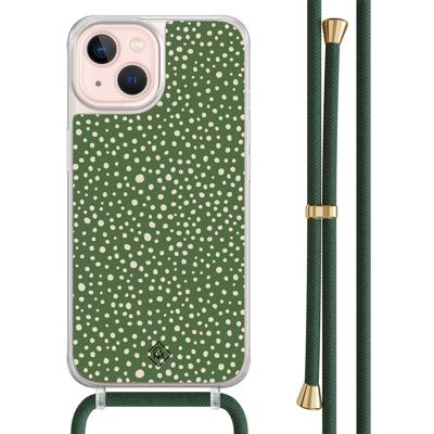 iPhone 13 hoesje met groen koord - Green dots