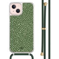 iPhone 13 hoesje met groen koord - Green dots - thumbnail