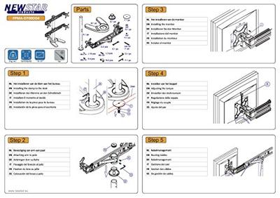 Neomounts FPMA-D700DD4 Monitorvoet 4-voudig 48,3 cm (19) - 76,2 cm (30) Zwart In hoogte verstelbaar, Kantelbaar, Zwenkbaar, Roteerbaar