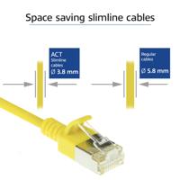 ACT Gele 0,5 meter LSZH U/FTP CAT6A datacenter slimline patchkabel snagless met RJ45 connectoren - thumbnail