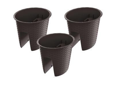 Prosperplast 3 railing bloempotten (Ovaal, Bruin, 29,8 x 24,2 x 22,5 cm)
