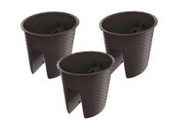 Prosperplast 3 railing bloempotten (Ovaal, Bruin, 29,8 x 24,2 x 22,5 cm) - thumbnail