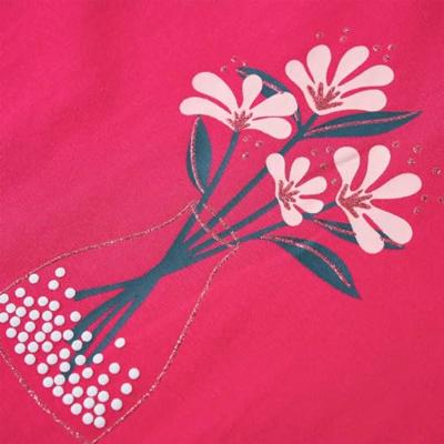 Kindershirt met lange mouwen bloemenprint 128 felroze