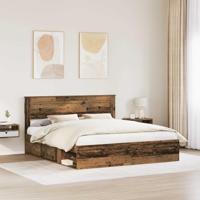 Bedframe met hoofdeinde Oudhout 200 x 200 cm Massief grenenhout - thumbnail