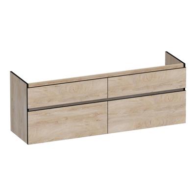 Brauer Delight Edge - Onderkast - 160 cm - met 4 Softclose Lades Greeploos en 2 Sifon Uitsparingen - Forest Wheat