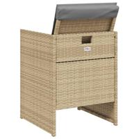 Tuinstoelen 4 st met kussens poly rattan gemengd beige - thumbnail