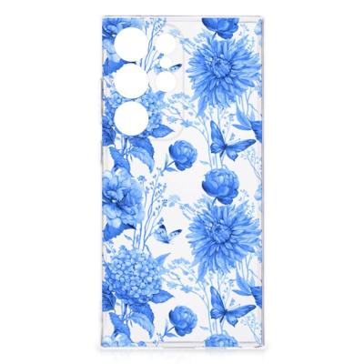 TPU Case voor Samsung Galaxy S24 Ultra Flowers Blue TPU Case voor Samsung Galaxy S24 Ultra Flowers Blue
