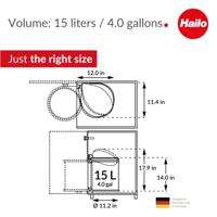 Vuilnisemmer Hailo Compact-Box Staal 15 L Zwart Grijs Integreerbaar - thumbnail