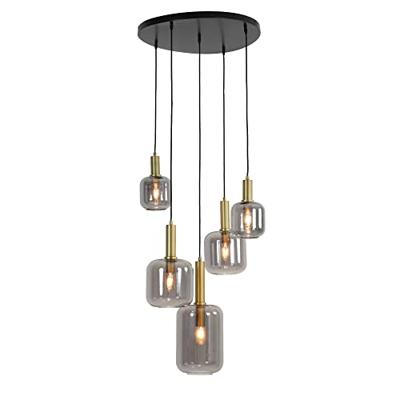 Light & Living Hanglamp 'Lekar' 5-Lamps, kleur Antiek Brons/Smoke - thumbnail
