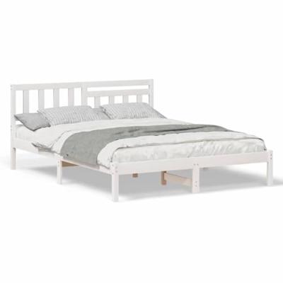 Bedframe met hoofdeinde Wit 160 x 200 cm Massief grenenhout Bedframe met hoofdeinde Wit 160 x 200 cm Massief grenenhout