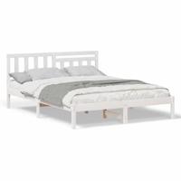 Bedframe met hoofdeinde Wit 140 x 200 cm Massief grenenhout - thumbnail