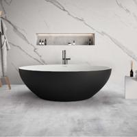 Ligbad Vrijstaand Ideavit Solidellipse 180x88x55 cm Solid Surface Mat Zwart - thumbnail