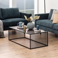 Bendt Salontafel 'Esme' Marmerlook en rookglas, 120 x 60cm, kleur zwart - thumbnail